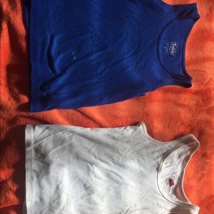 blue and white tank- top